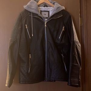 YMI faux leather jacket with detachable hoodie insert